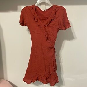 Orange Wrap Mini Dress